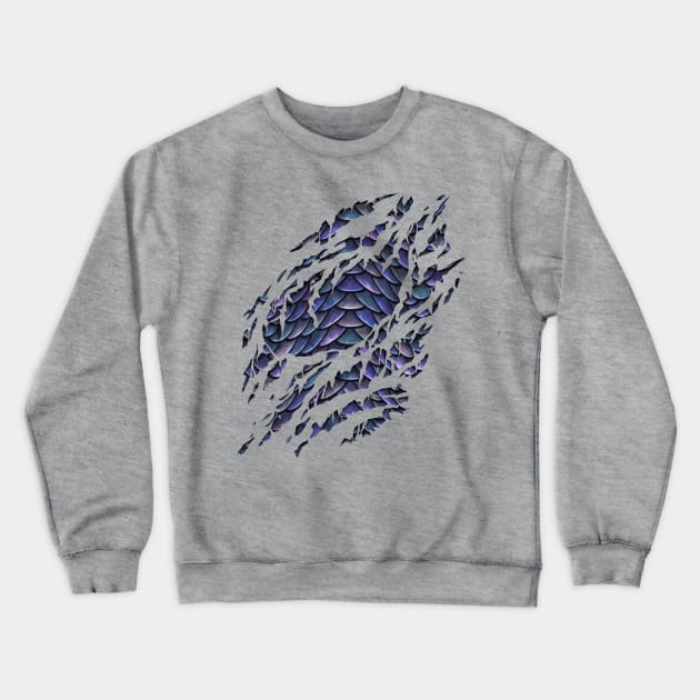 Purple Dragon Scales Ripped Crewneck Sweatshirt by Viergacht